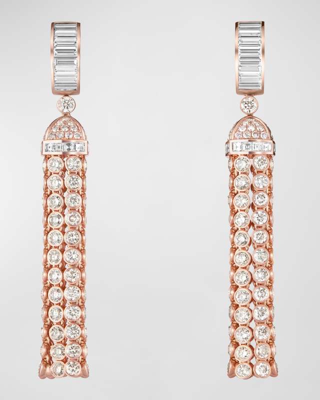 Pompon Diamond Pendant Earrings in 18K Pink Gold